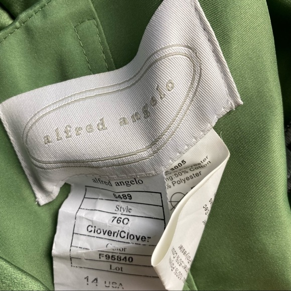 Alfred Angelo formal satin dress clover color 2 piece strapless - Picture 9 of 14